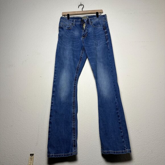 Y2K Wrangler 20X Denim Jean Pant Men 32x34 Bootcut Western Indie Embroidered - Picture 1 of 12